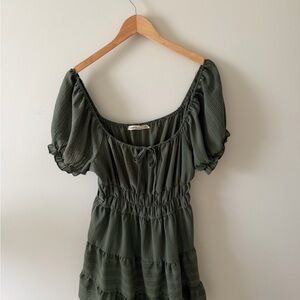Green Puff Sleeve Dress